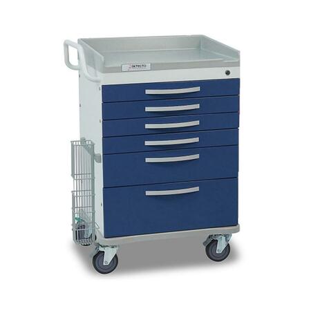 CARDINAL SCALE Cardinal Scale Whisper Cart- White Frame With 6 Blue Drawers- Loaded WC333369BLU-L